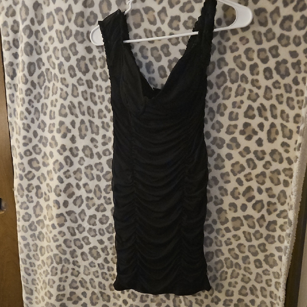 Stylish Black Ruched Dress